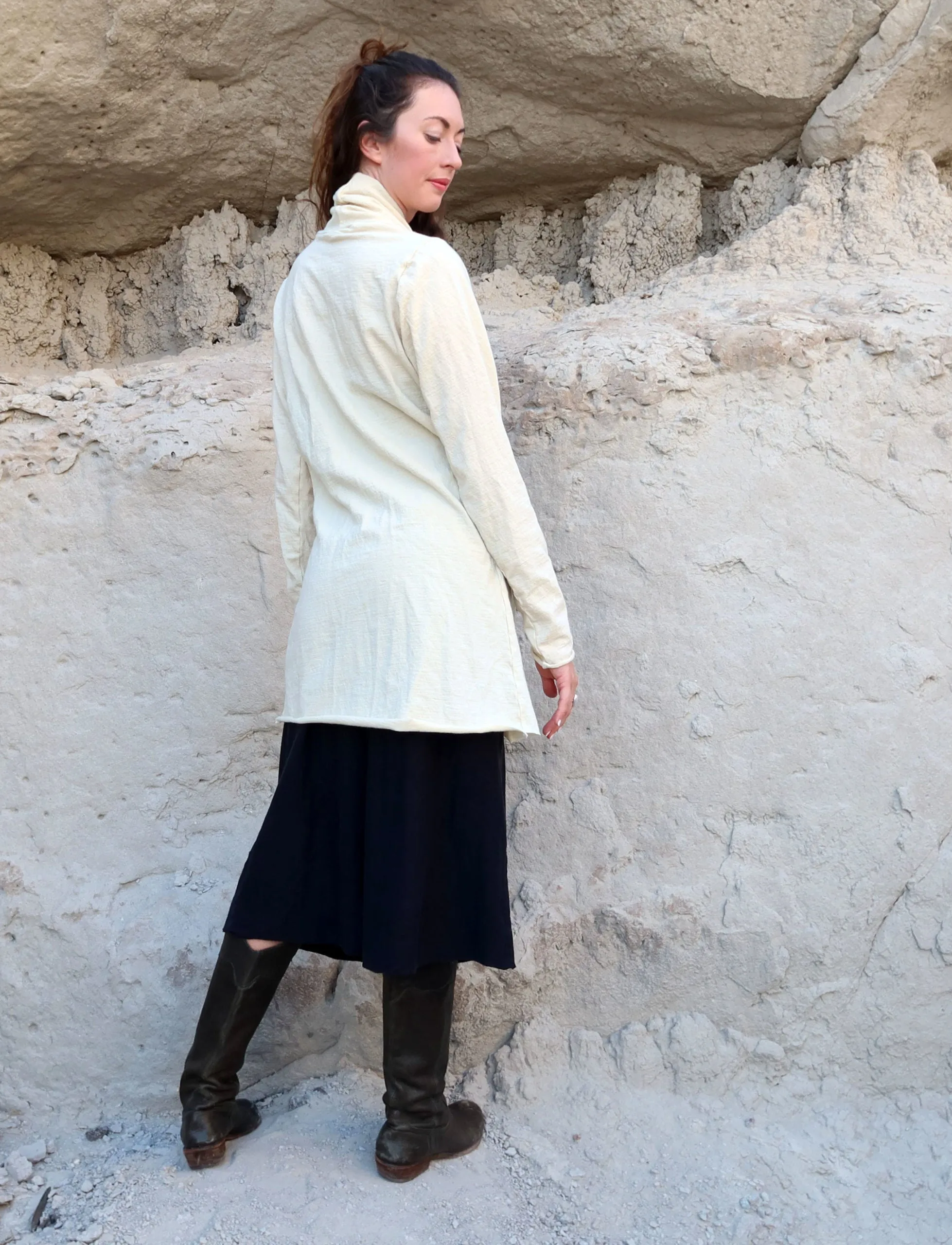 ORGANIC WOOL Shawl Collar Pencil Tunic