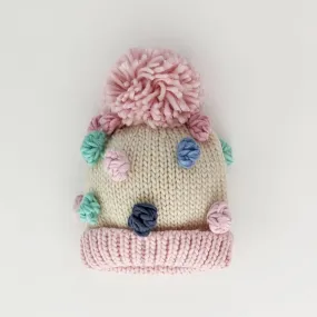 Pastel Popcorn Knitted Beanie Hat