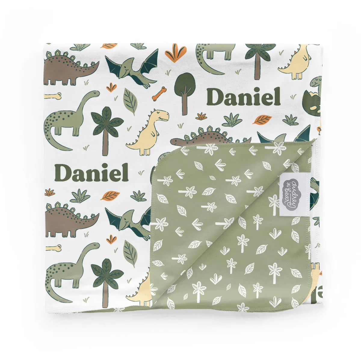 Personalized  Swaddle & Hat Set | Dancing Dinos