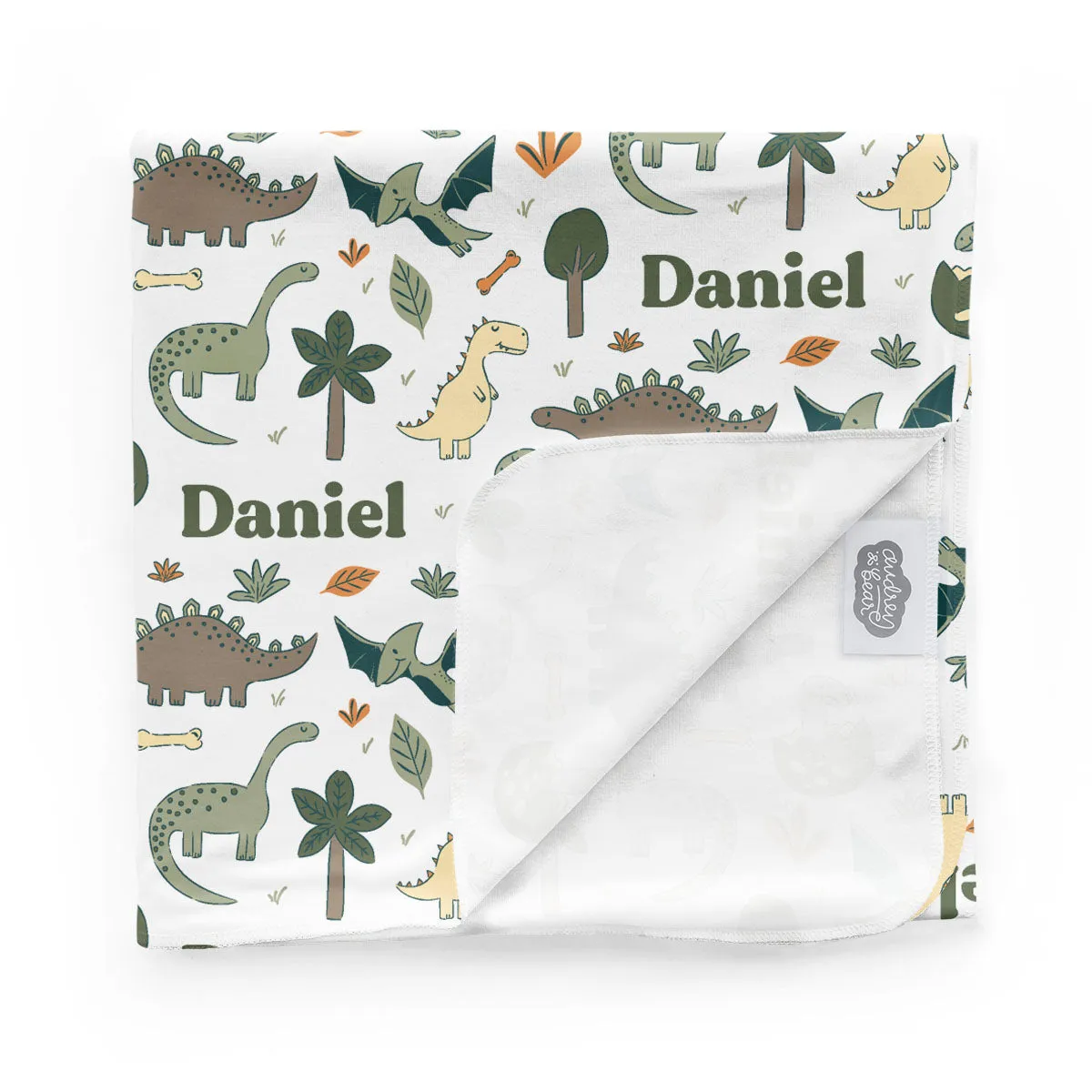 Personalized  Swaddle & Hat Set | Dancing Dinos