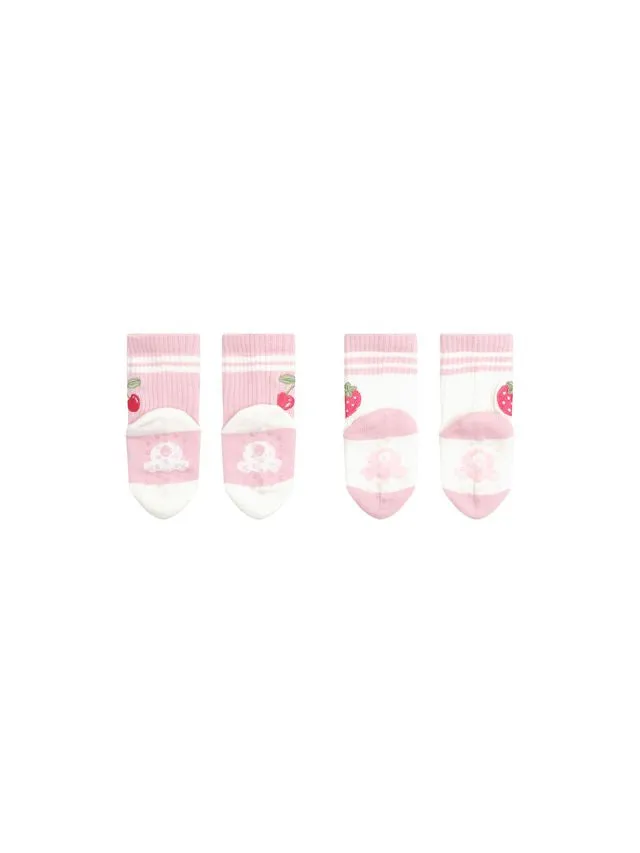 Pink and White Fruit 2pk Ankle Socks