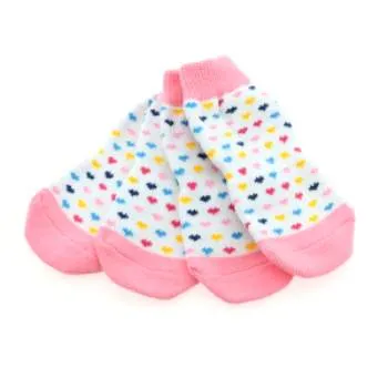 Pink and White Hearts Non-Skid Dog Socks