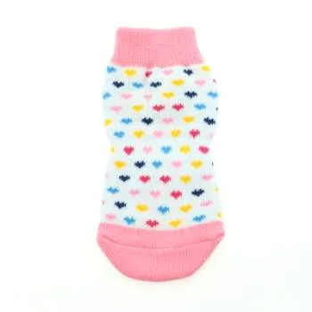 Pink and White Hearts Non-Skid Dog Socks