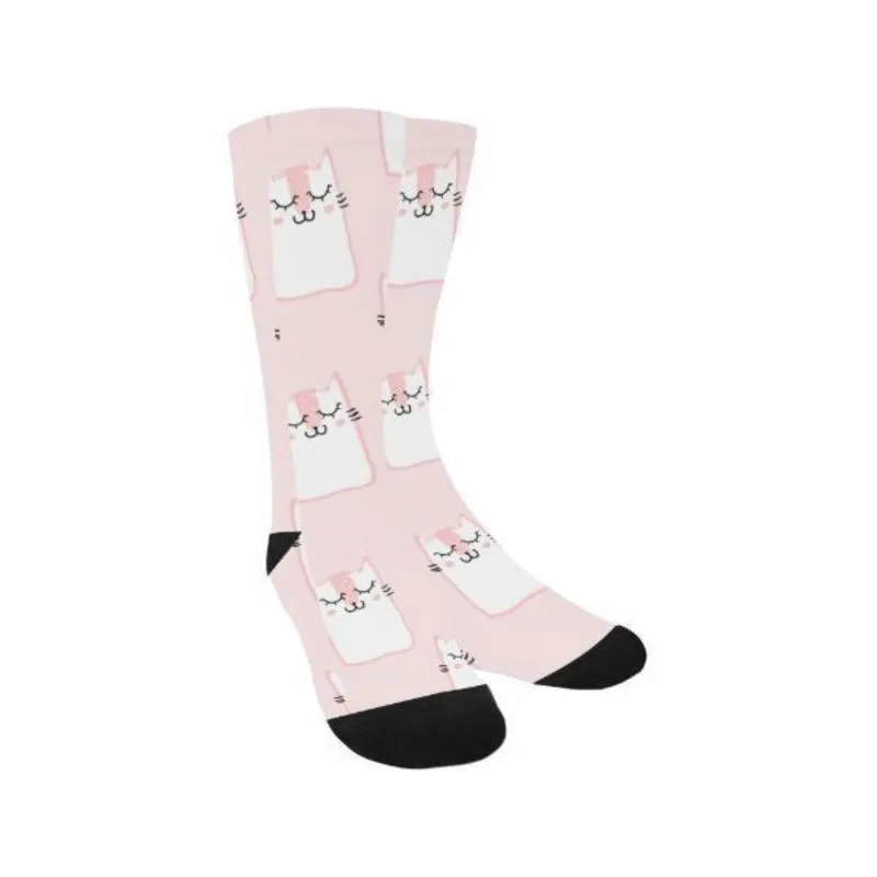 Pink Cat Socks Pink Cotton Blend Personalized Cat Lady Gifts