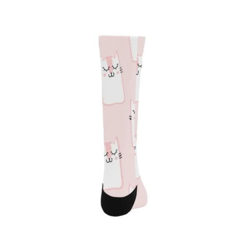 Pink Cat Socks Pink Cotton Blend Personalized Cat Lady Gifts