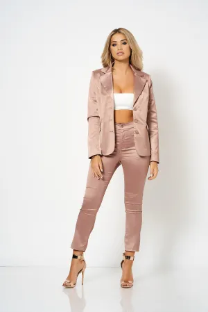 Pink Tailored Satin Co-Ord Blazer