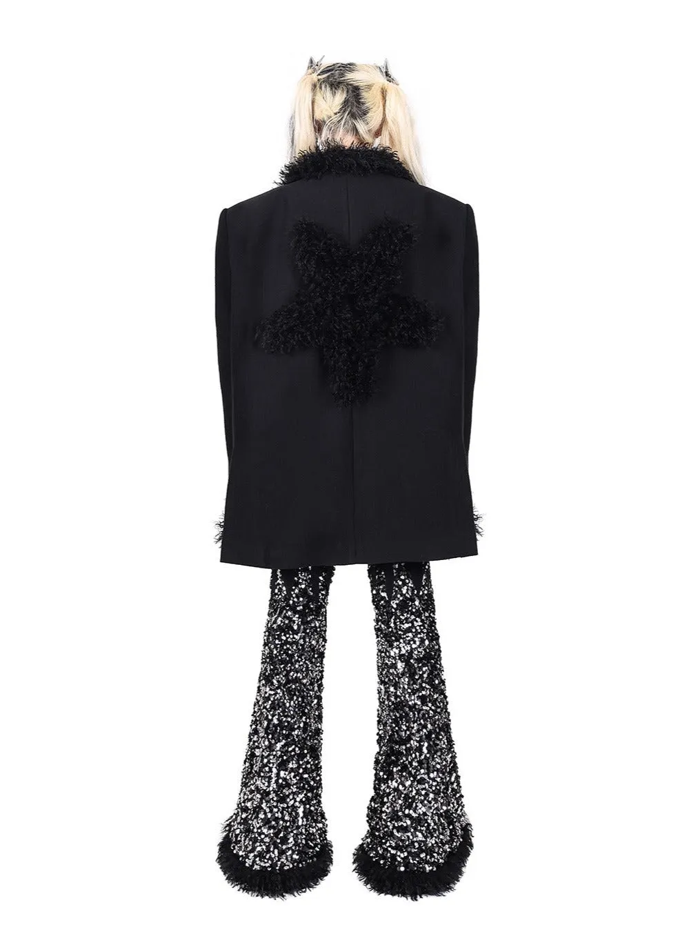 PINKSPINK Faux Fur Trim Blazer - Black