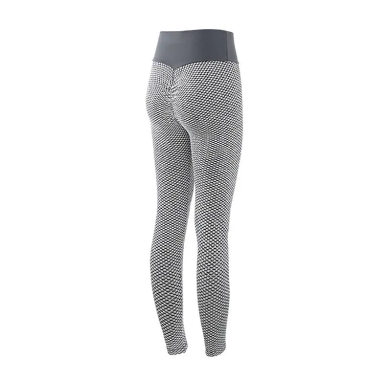 Plaid Seamless High-Waist Yoga Leggings – Breathable Fitness Wear