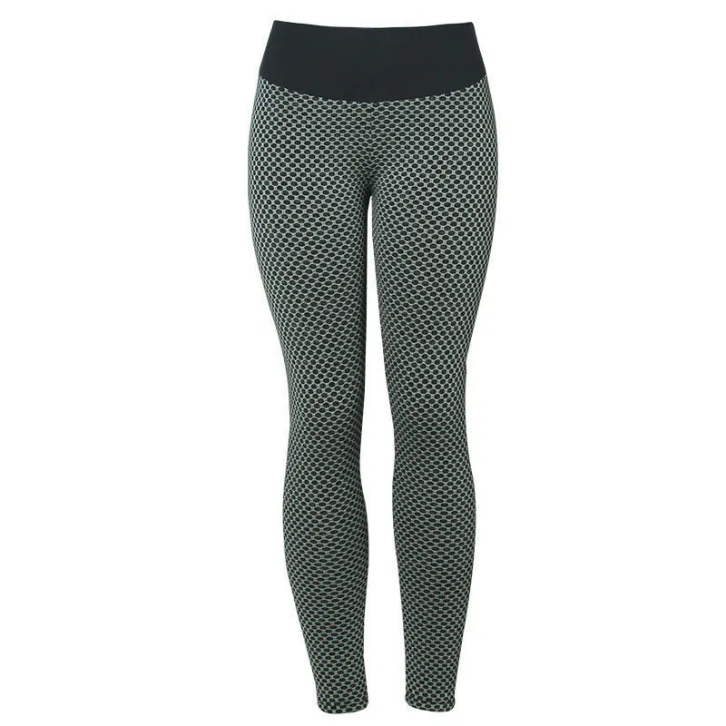 Plaid Seamless High-Waist Yoga Leggings – Breathable Fitness Wear