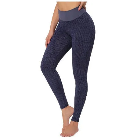 Plaid Seamless High-Waist Yoga Leggings – Breathable Fitness Wear