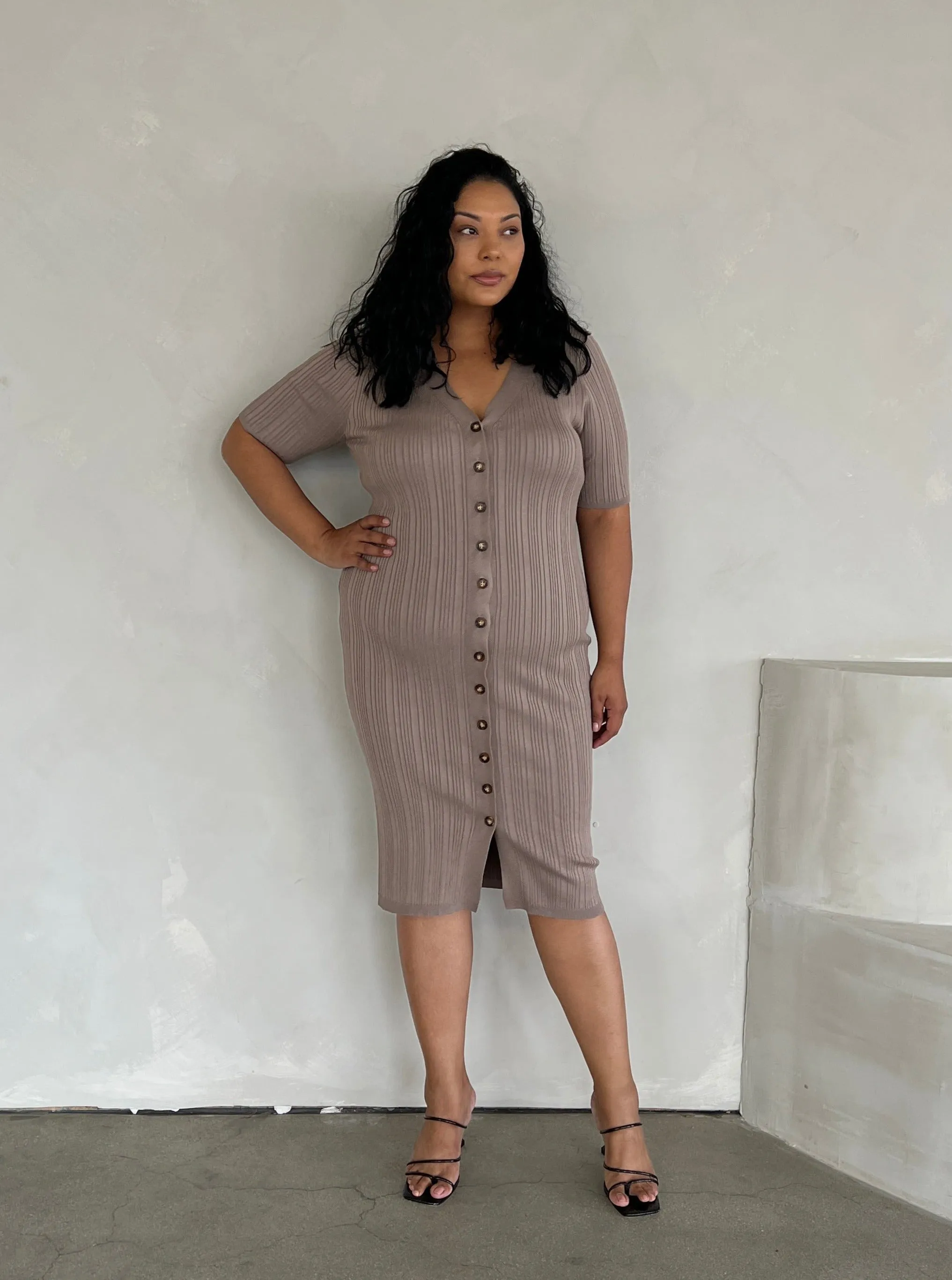 Plus Size Button Down Midi Dress