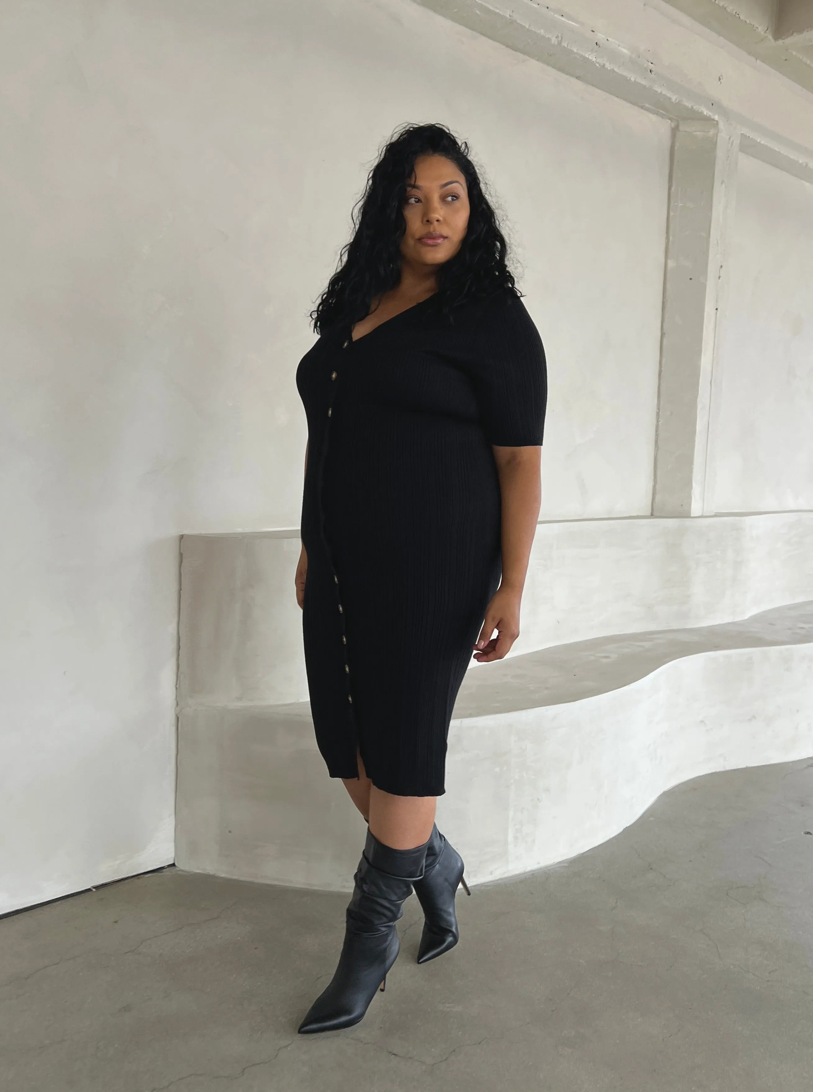 Plus Size Button Down Midi Dress