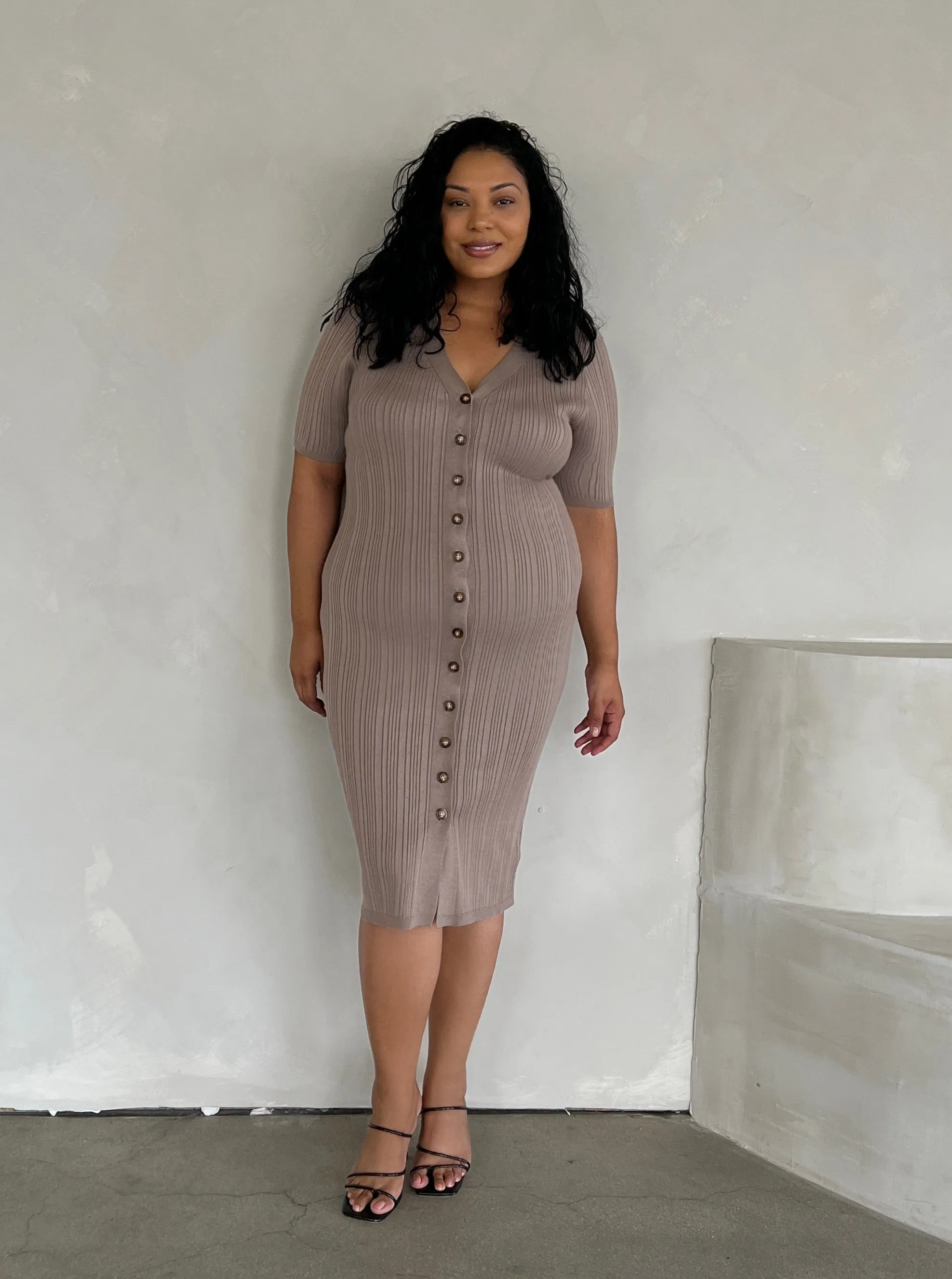 Plus Size Button Down Midi Dress