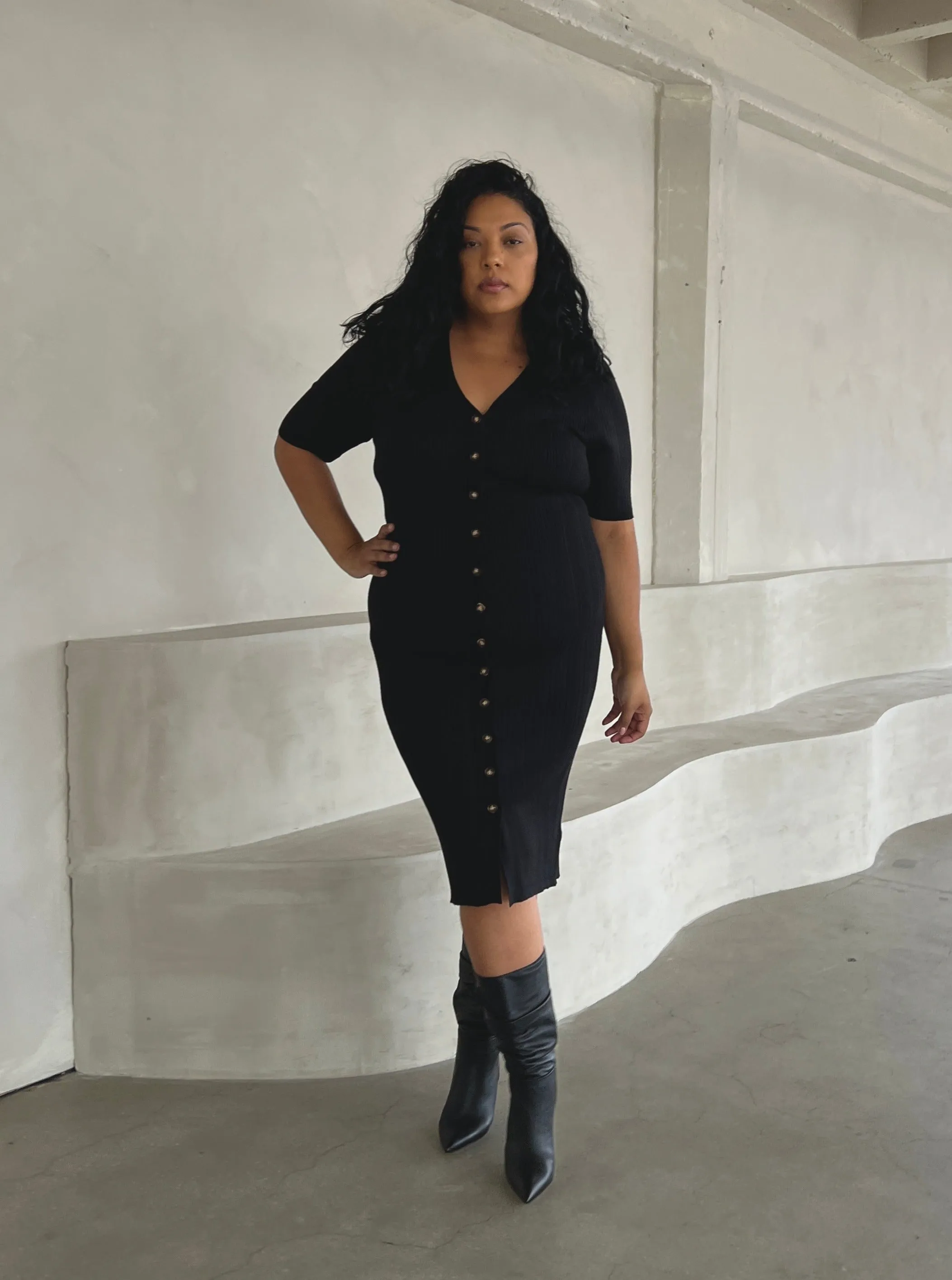 Plus Size Button Down Midi Dress