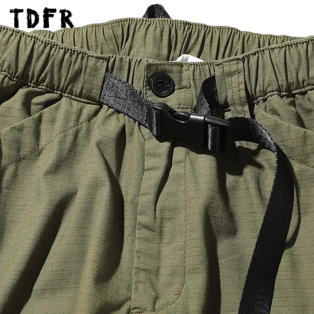 Pocket Cargo Pants Men's Pleated Safari Style Solid Color Wide Leg Trousers