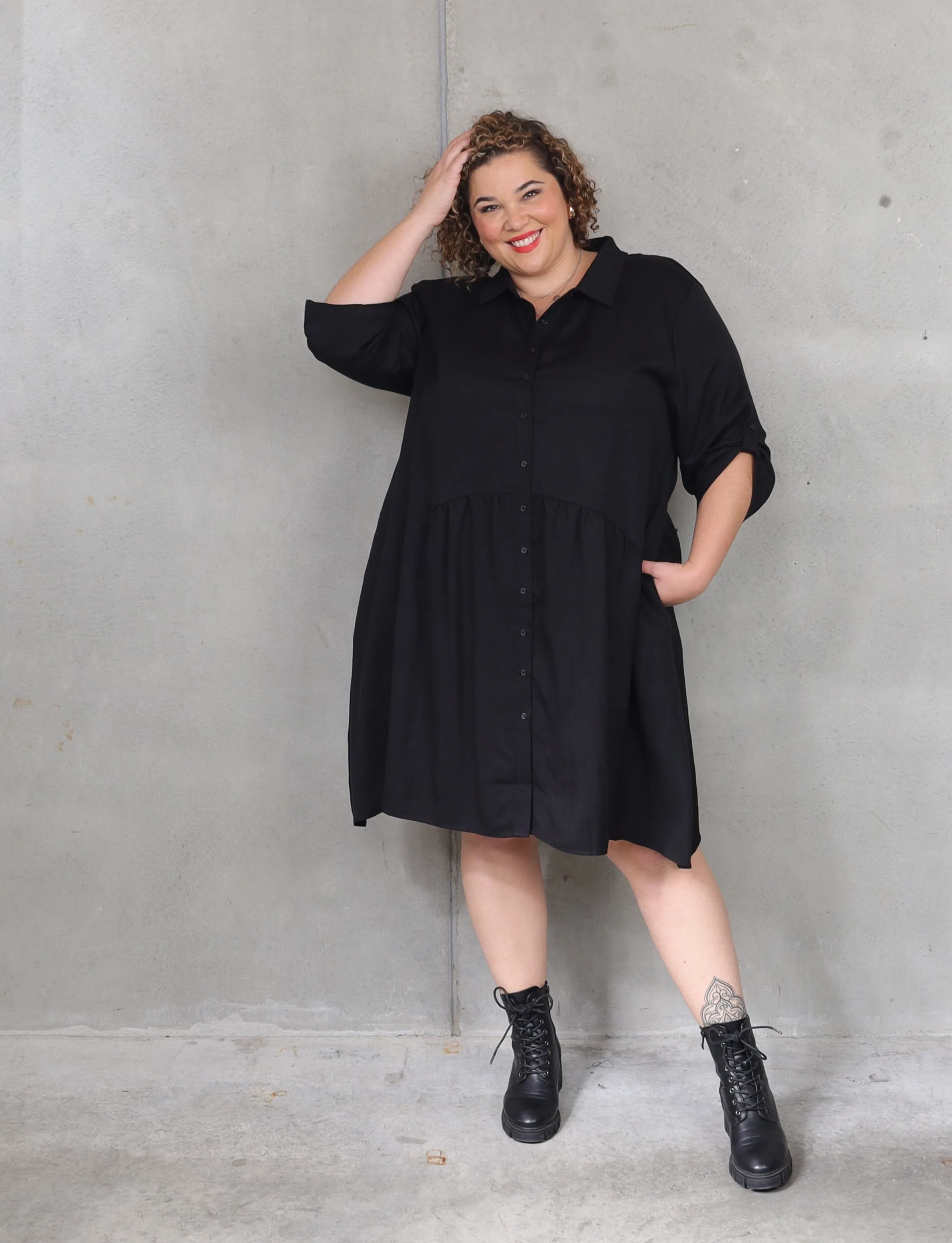 PQ Collection Soho Shirt Dress - Black