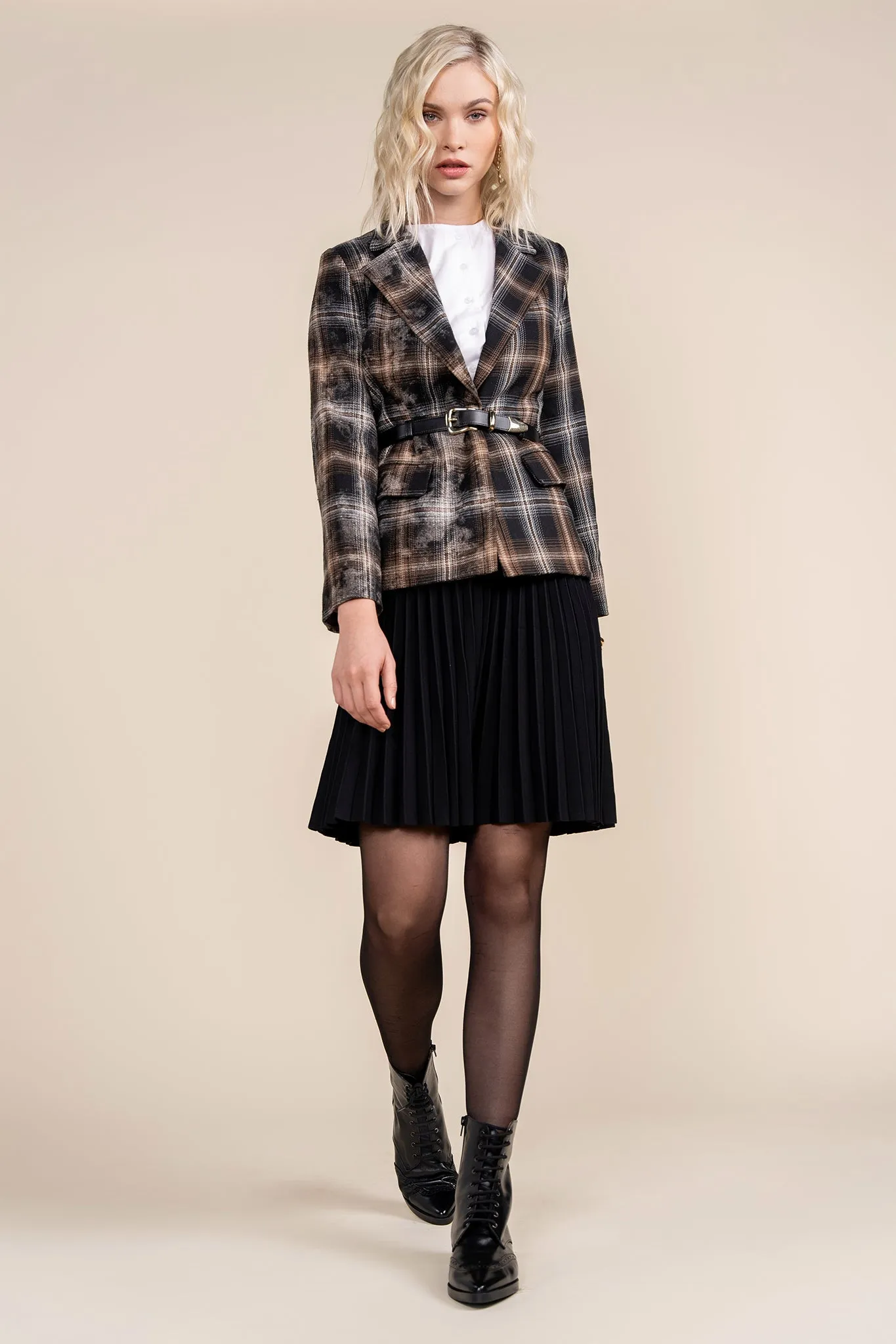 Praia Blazer in Black Plaid