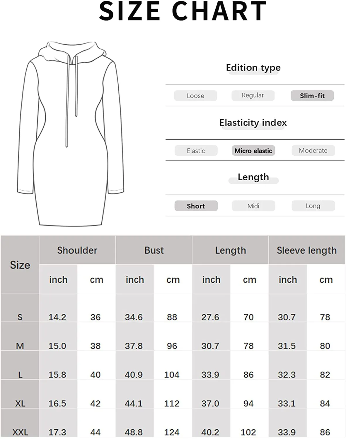 QUALFORT Women’s Hoodie Dress Casual Pocket Pullover Sweatshirt Hooded Dress