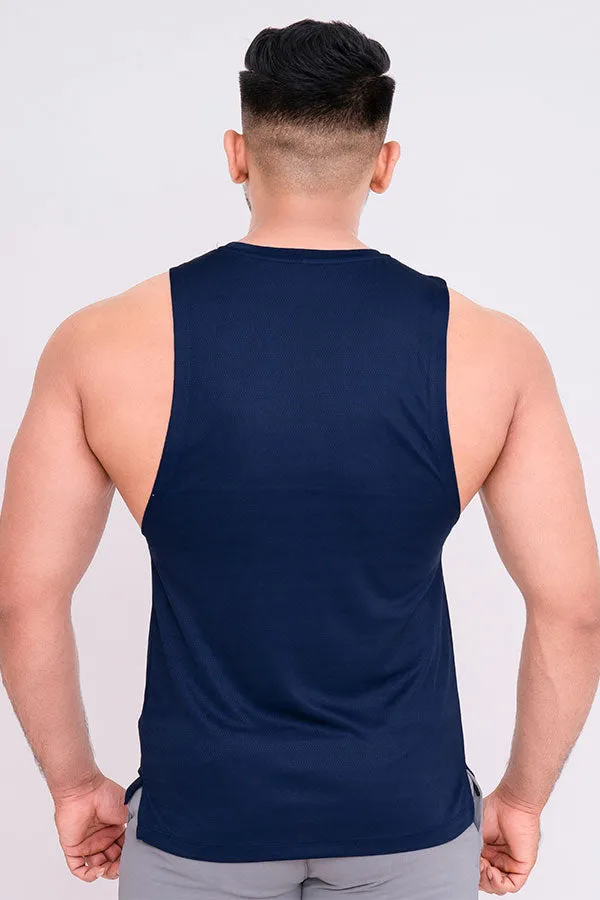 QUIRKY GYM VEST NAVY BLUE- DONUT GIVE UP