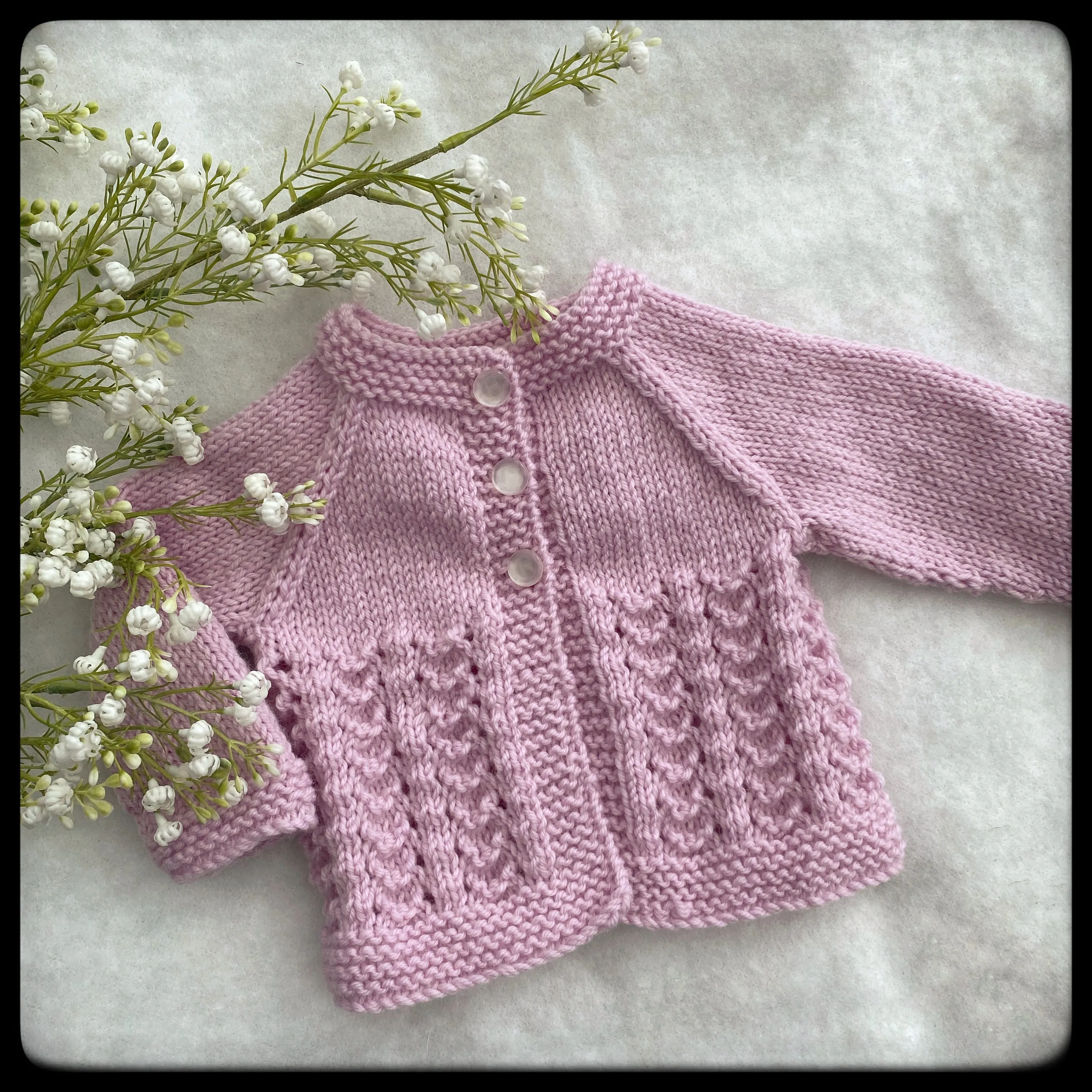 "Little Jo" hand knit merino baby cardigan