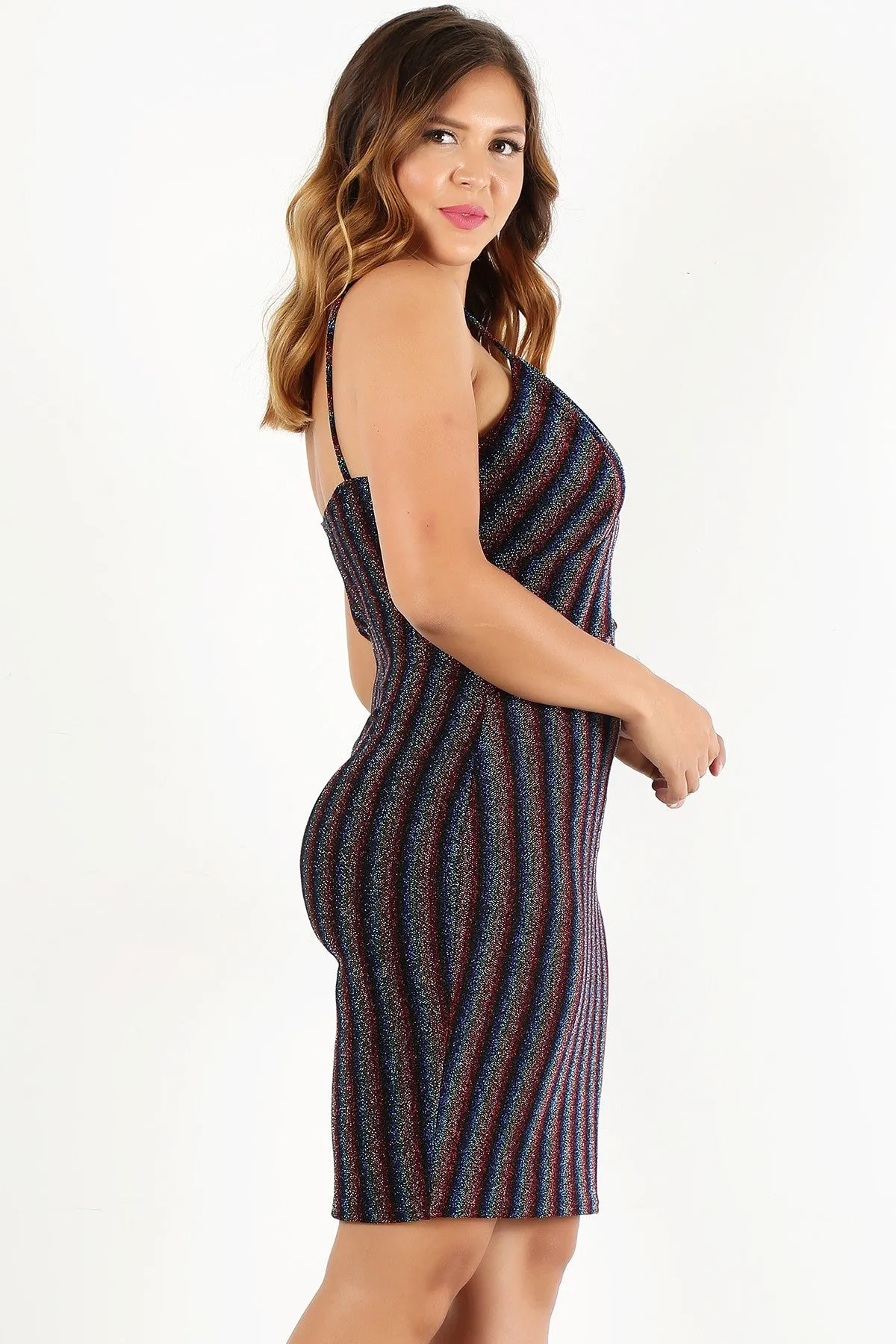 Rainbow Striped Short Dress Plus Size