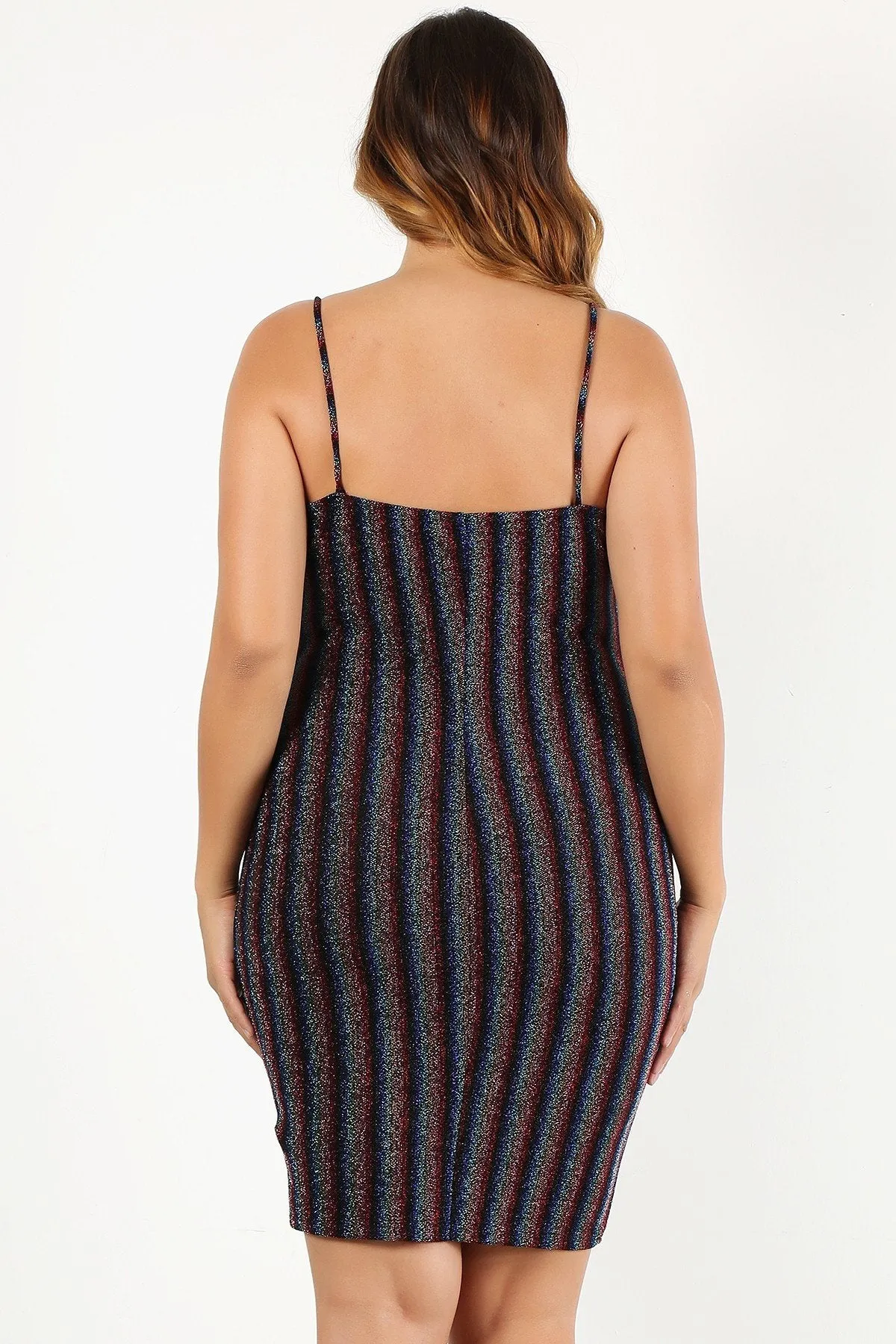 Rainbow Striped Short Dress Plus Size