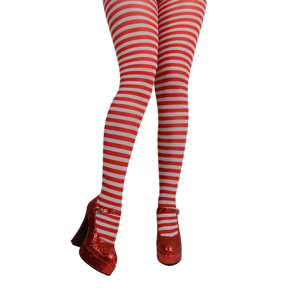 Red and White Candy Cane Tights