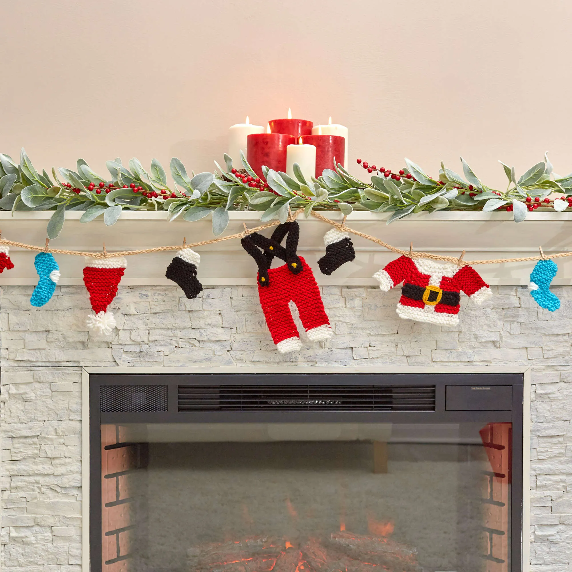 Red Heart Knit Santa's Wardrobe Garland