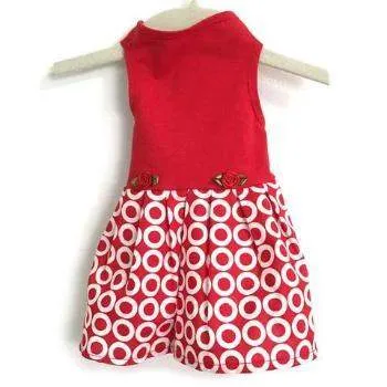 Red Top with Target Print Dress