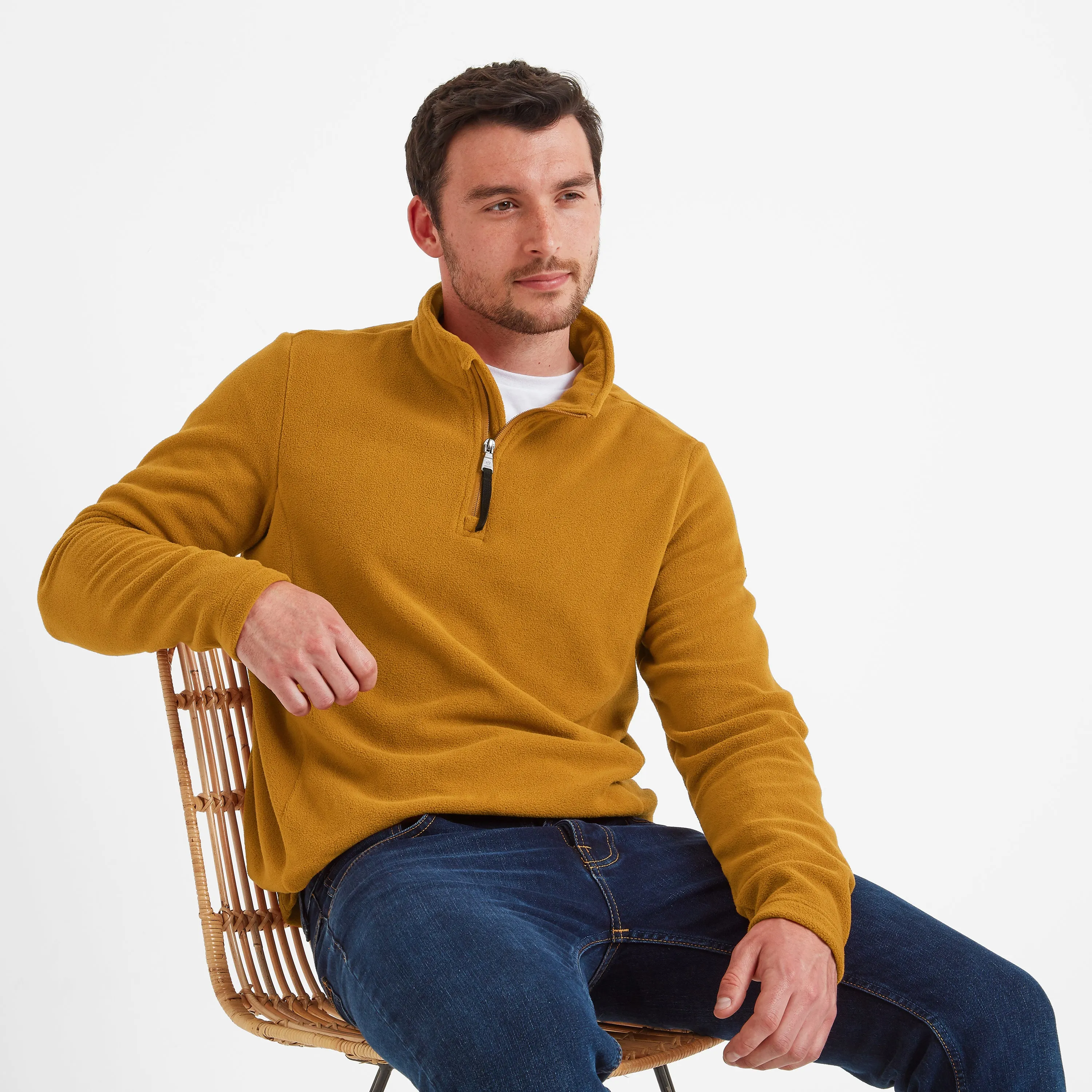 Revive Mens Quarter Zip Fleece - Rich Ochre