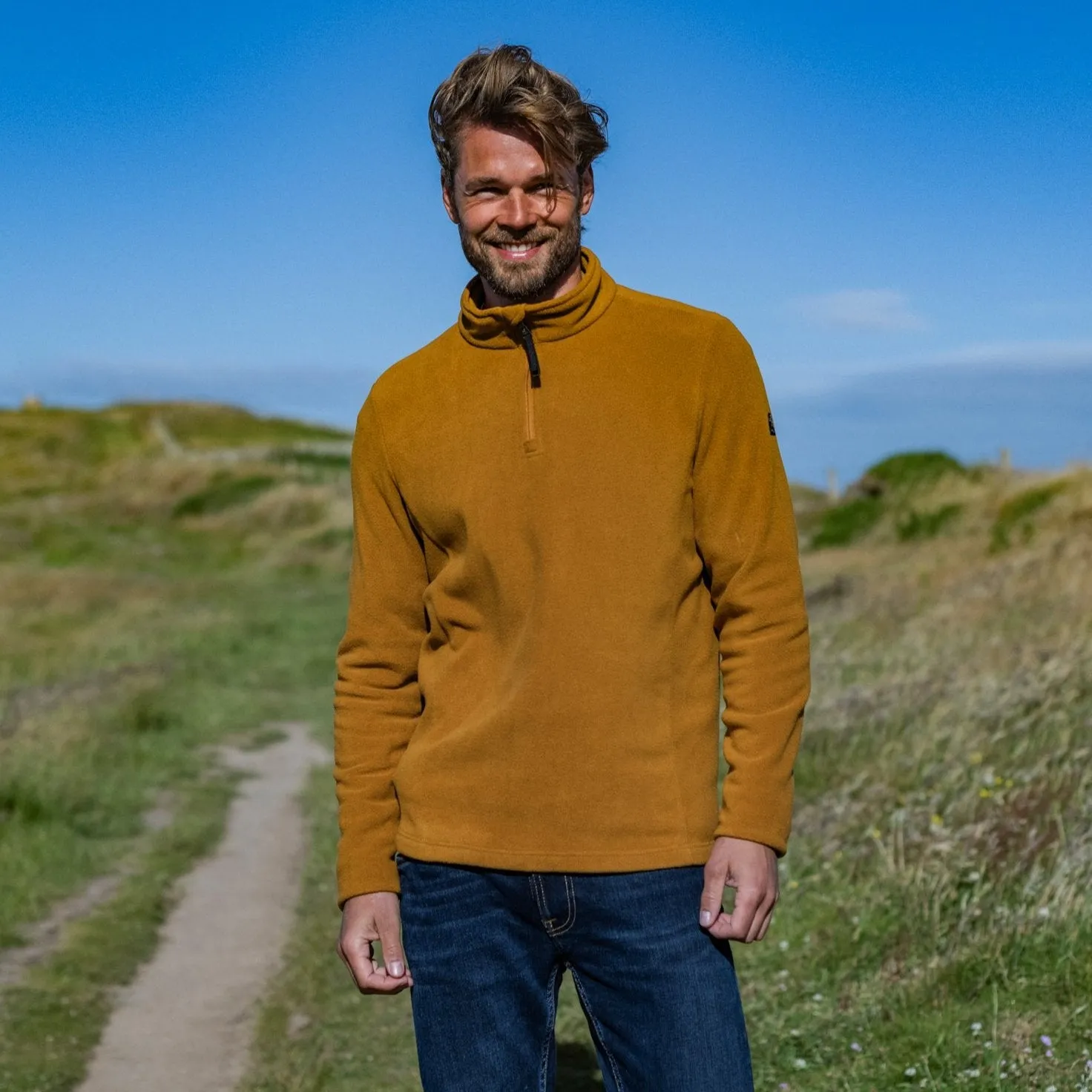 Revive Mens Quarter Zip Fleece - Rich Ochre