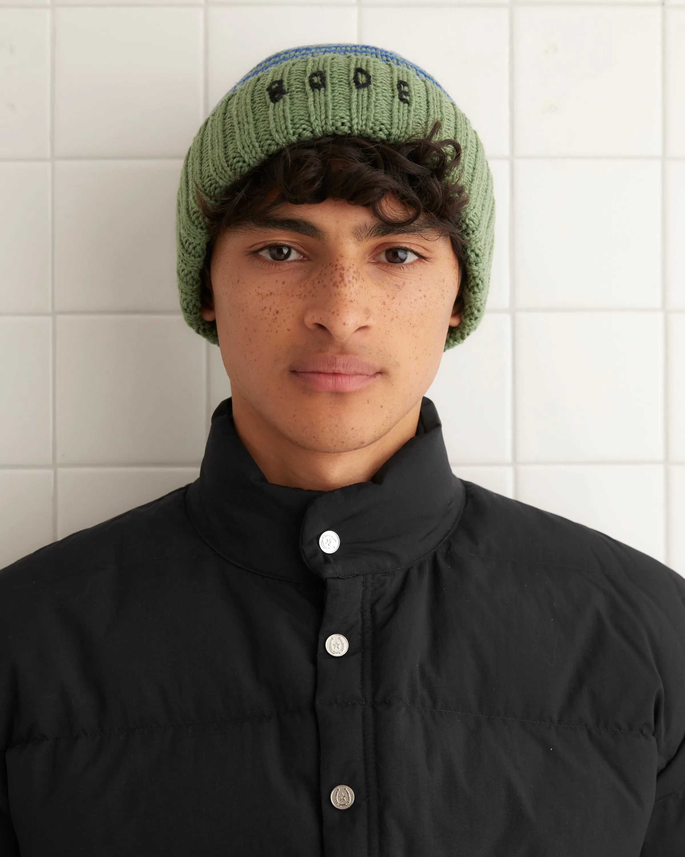 Roll-Up Tassel Beanie - Green