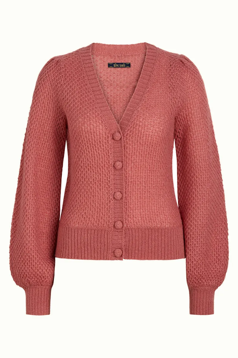 Roze gebreid vest | King Louie cardi V farfalle berry pink