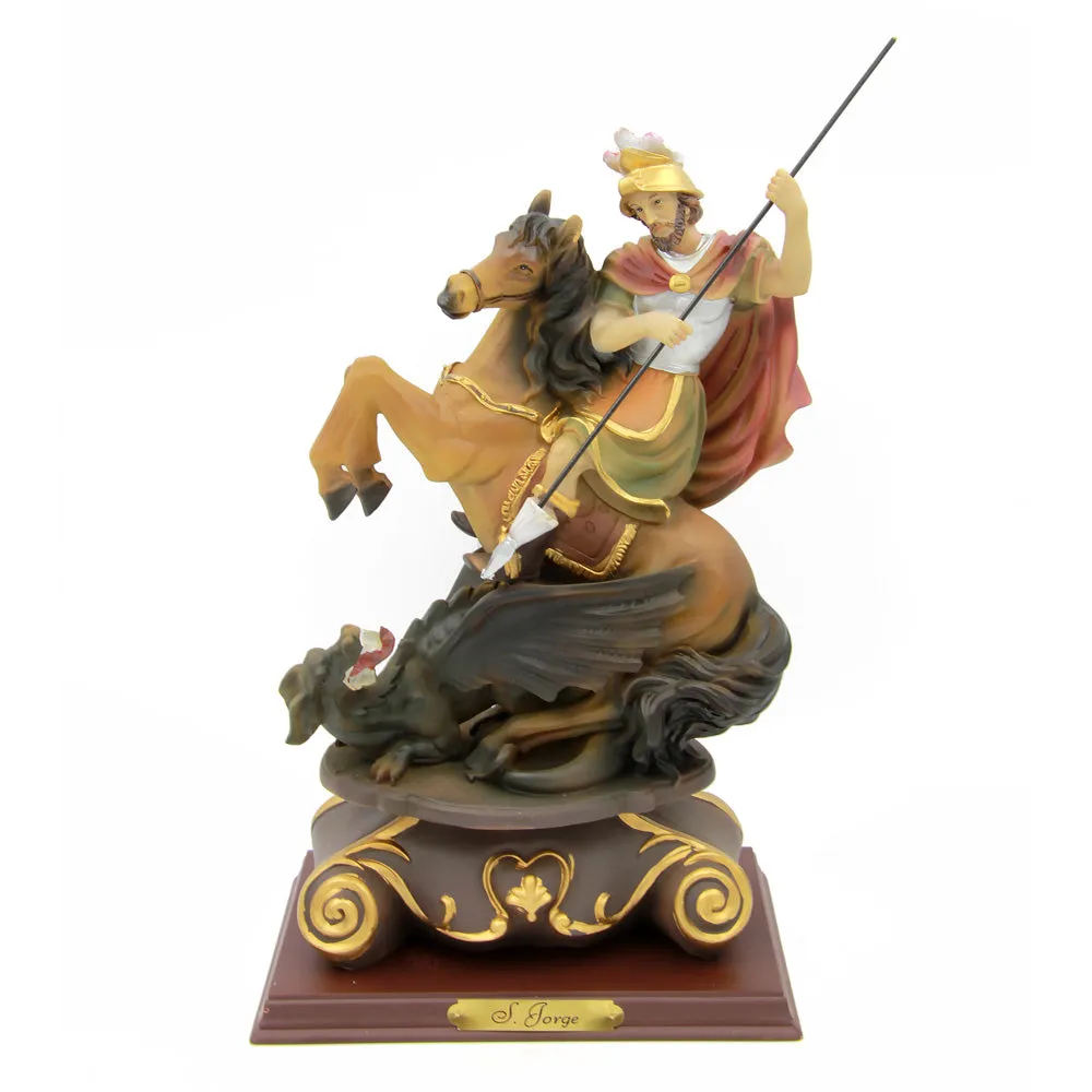 Saint George and The Dragon Religious Figurine Statue