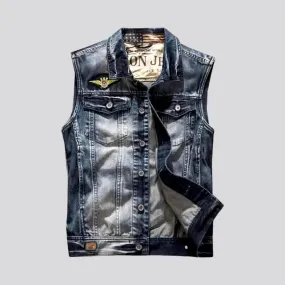 Sanded regular fit motorcycle men's jeans vest