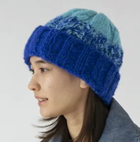 SB233-0102 Hand Knit Fisherman Beanie Blue Mix