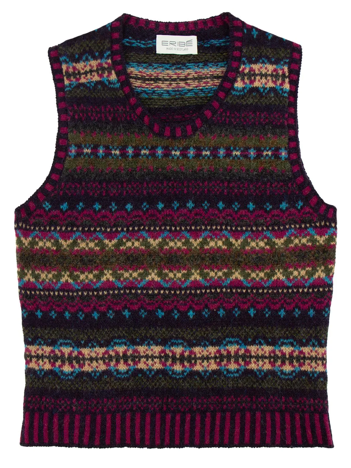 Scottish Wool Fairisle Tank Top in Elderberry Purple