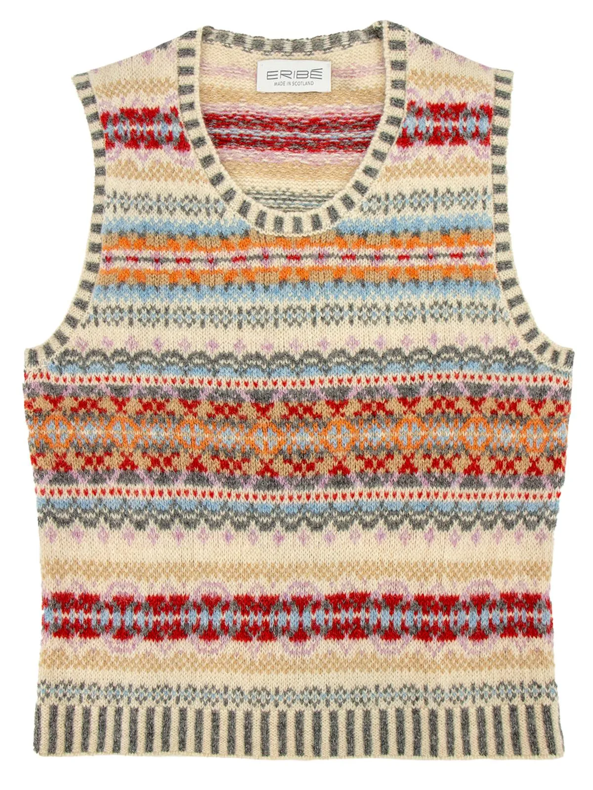 Scottish Wool Fairisle Tank Top in Mallaig Beige