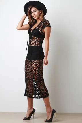 Semi-Sheer Crochet Maxi Dress