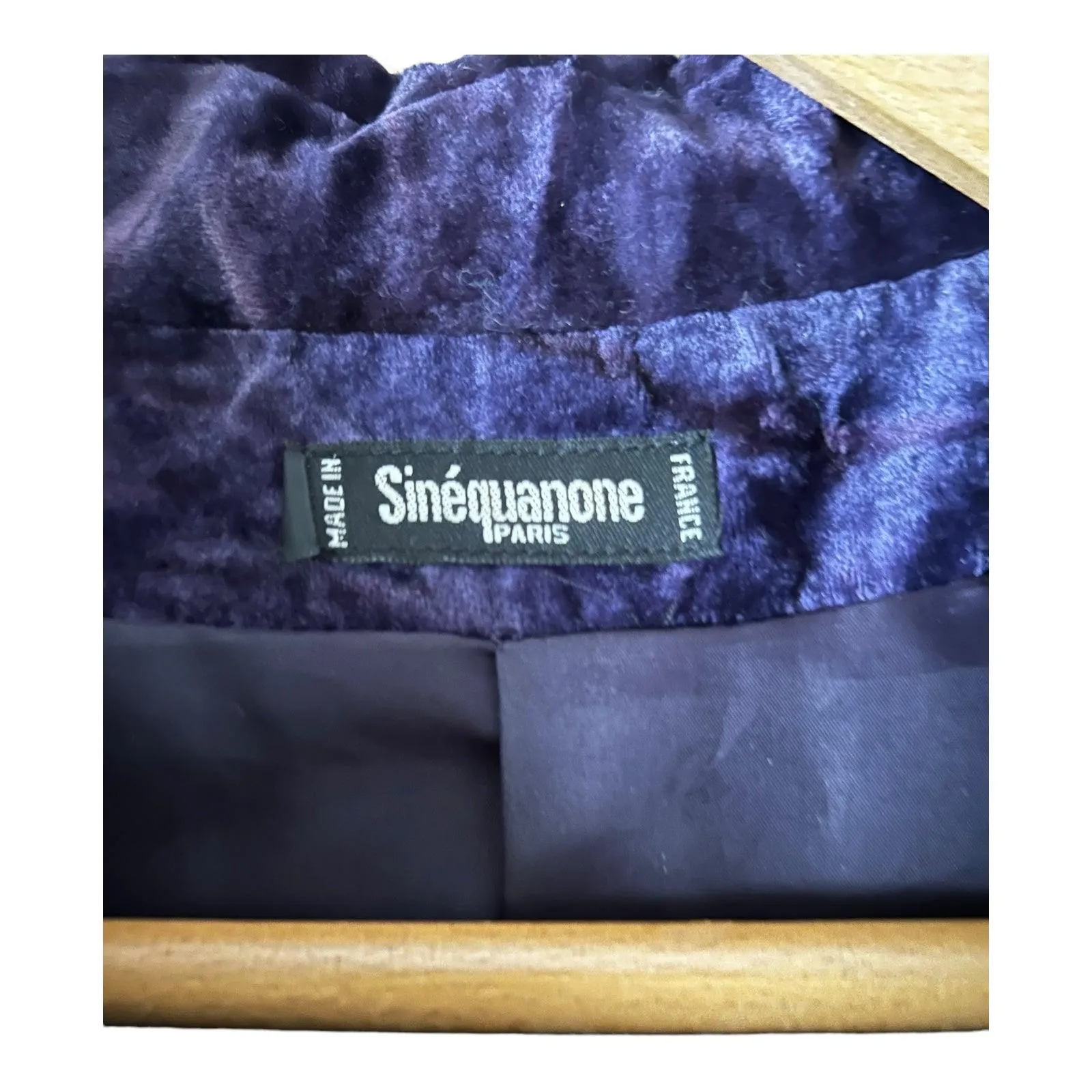 Sinequanone Crushed Velvet Purple Long Sleeved Jacket UK Size 10