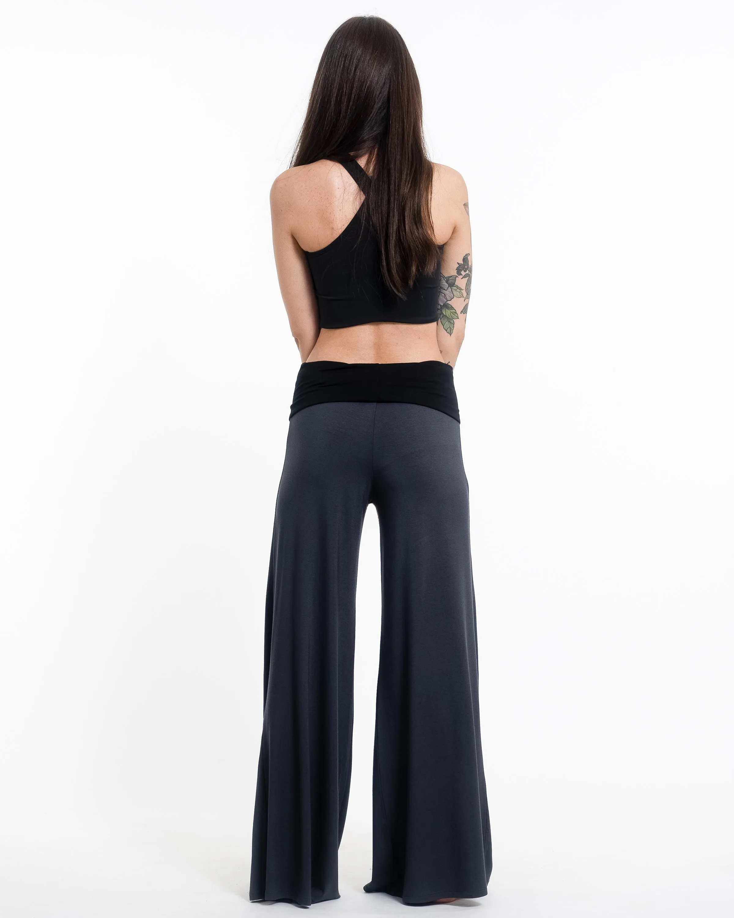 Skulls Spandex Wide Leg Palazzo Pants in Gray