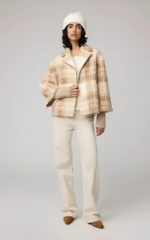 SOIA&KYO PAULINE - Relaxed-Fit Plaid Jacket With Biker Collar