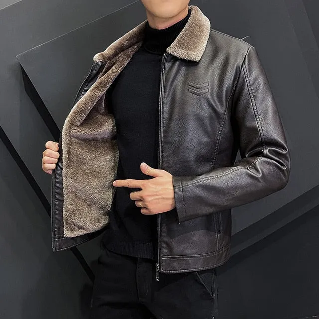 Solid Fur Leather Jacket