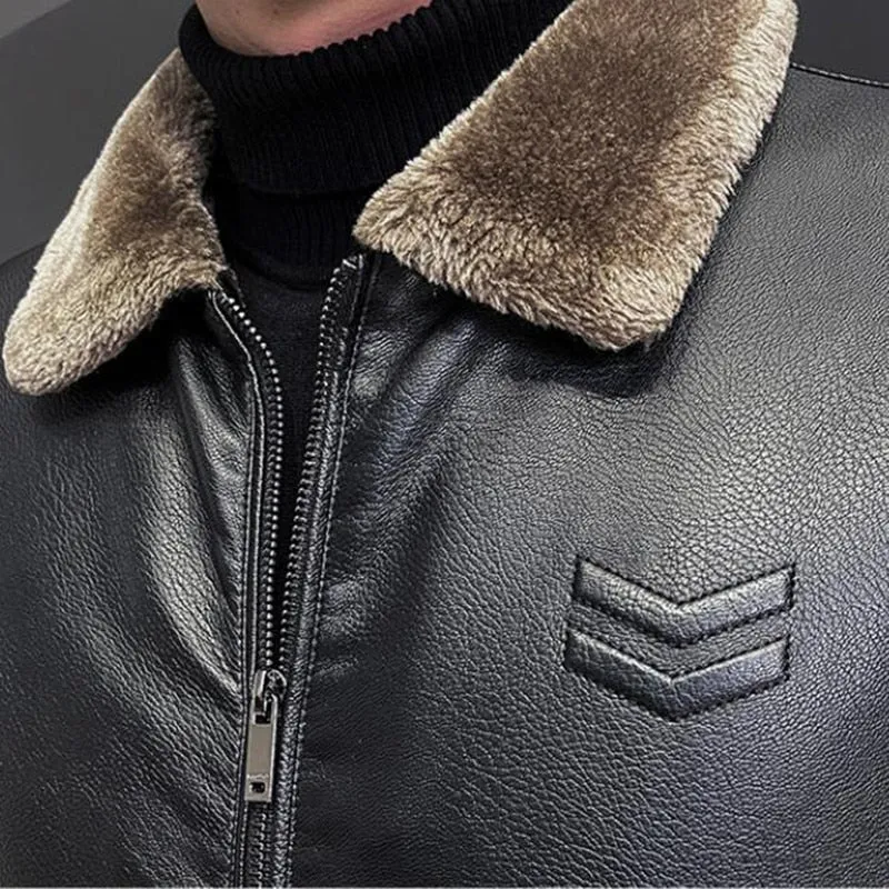 Solid Fur Leather Jacket