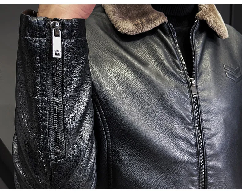 Solid Fur Leather Jacket