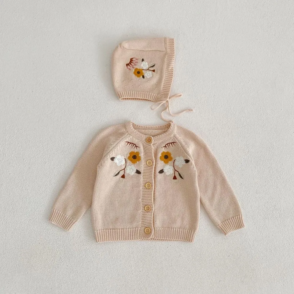 Spring and Autumn Baby Embroidered Knit Jacket Cotton Yarn Long Sleeve Cardigan Jacket Wholesale