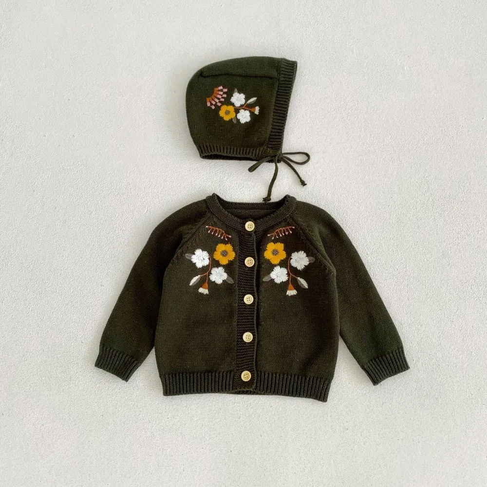 Spring and Autumn Baby Embroidered Knit Jacket Cotton Yarn Long Sleeve Cardigan Jacket Wholesale