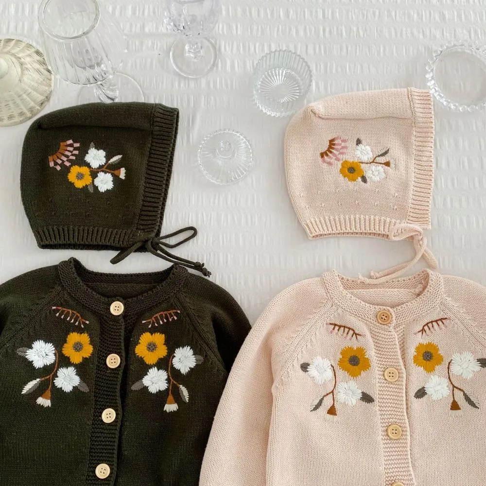 Spring and Autumn Baby Embroidered Knit Jacket Cotton Yarn Long Sleeve Cardigan Jacket Wholesale