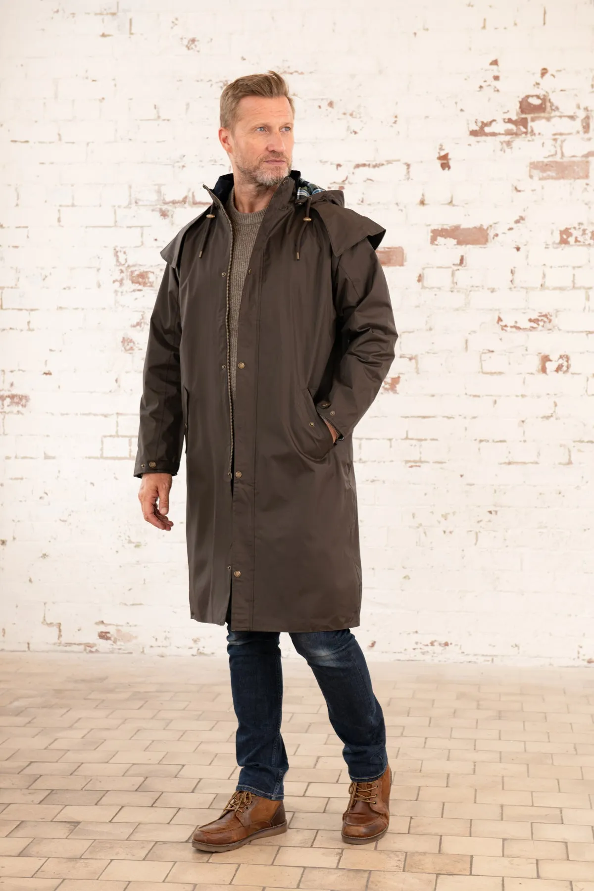 Stockman Full Length Rain Coat - Chocolate