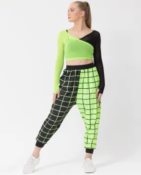 Studio 7, GEO PRINT HAREM PANTS, Black/Neon Green, Childs, CUHP02